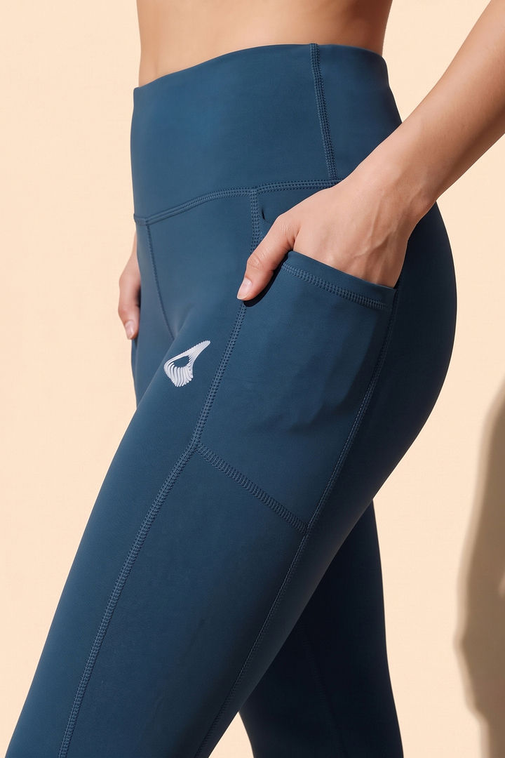 Zelocity Quick Dry Yoga & Training 3/4th Leggings - Teal Blue — image 5